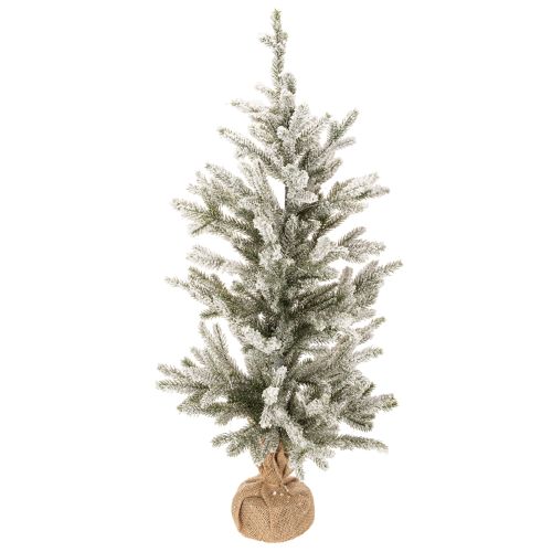Künstlicher Tannenbaum 85 cm beschneit mit 40 LED im Jutesack für Innen
