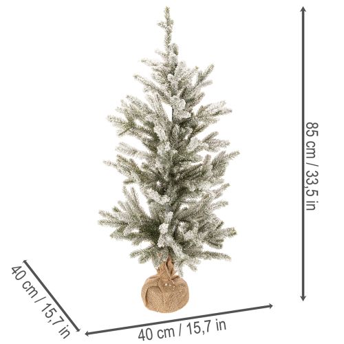 Künstlicher Tannenbaum 85 cm beschneit mit 40 LED im Jutesack für Innen | Floristik24.at