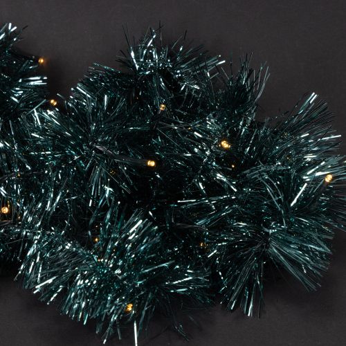 Lametta Weihnachtsgirlande 3m mit 60 LED warmweiß und Timer für Innen und Außen | Floristik24.at