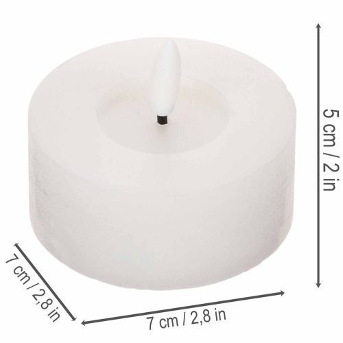 2er-Set LED-Teelichter aus weißem Echtwachs, Ø 7 x 6 cm, warmweiß, mit 6-Stunden-Timer | Floristik24.at