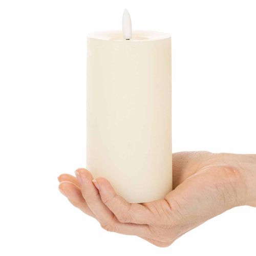 LED-Stumpenkerze aus Echtwachs, 15 cm, Cremeweiß, mit 6-Stunden | Floristik24.at