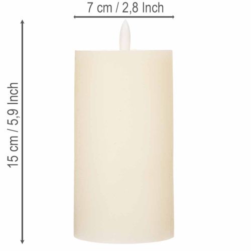 LED-Stumpenkerze aus Echtwachs, 15 cm, Cremeweiß, mit 6-Stunden | Floristik24.at