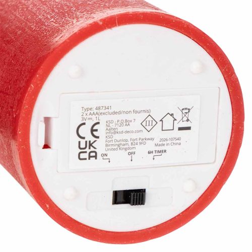 Rote LED-Stumpenkerze aus