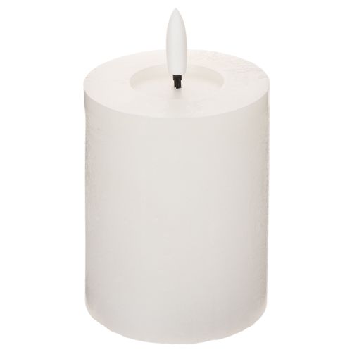 LED Stumpenkerze mit Flackerlicht und Timerfunktion Weiß Ø 7 cm Höhe 12 cm bestellen | Floristik24.at