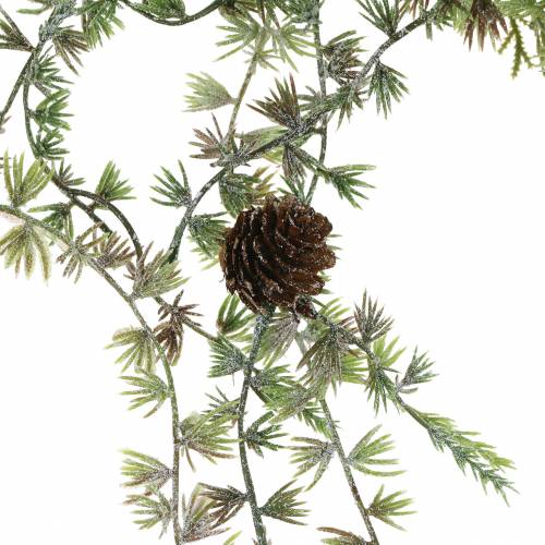 Floristik24 Lärchengirlande Grün/Geeist mit Zapfen 180cm