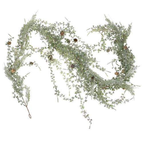 Floristik24 Lärchengirlande Grün/Geeist mit Zapfen 180cm