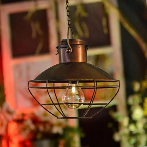 Floristik24 LED-Hängelampe, Pendelleuchte Rustikal, Solarbetrieben Ø24,5cm H24cm