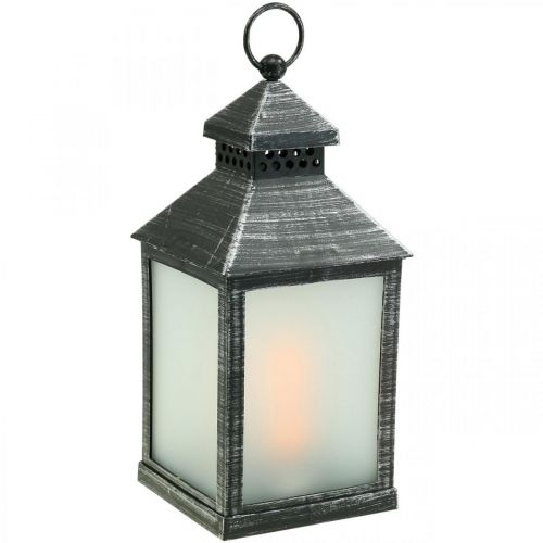 Floristik24 LED Laterne mit Timer Deko Laterne Vintage Silber H23cm