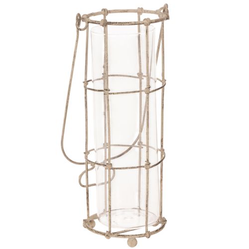 Laternen-Set aus Metall und Glas, Ø 8,5 cm, H 23/18,5/14,5 cm, 3-teilig, braun-grau | Floristik24.at