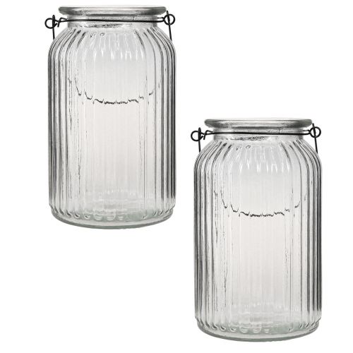Artikel Laterne Glas Windlicht zum Hängen Henkel H18cm 2St