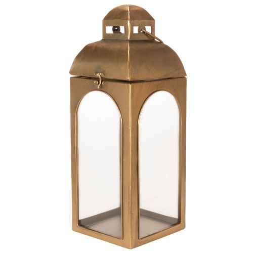 Laternen-Set aus Metall und Glas in Messing-Optik, H50cm und H42,5cm, 2-teilig | Floristik24.at