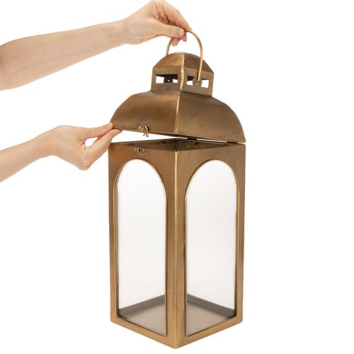 Laternen-Set aus Metall und Glas in Messing-Optik, H50cm und H42,5cm, 2-teilig | Floristik24.at
