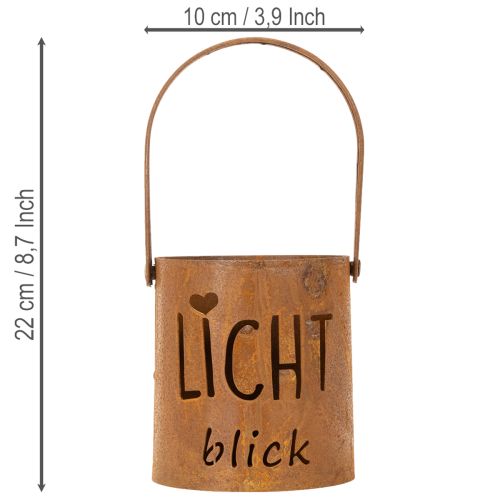 Metall Laterne Windlicht Edelrost Ø10,5cm H11cm mit Schriftzug 2 Stück | Floristik24.at