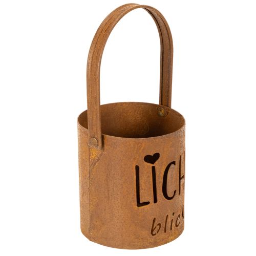 Metall Laterne Windlicht Edelrost Ø10,5cm H11cm mit Schriftzug 2 Stück | Floristik24.at