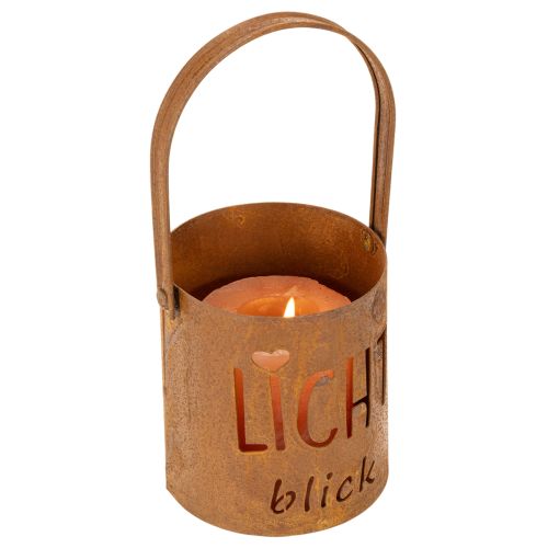Metall Laterne Windlicht Edelrost Ø10,5cm H11cm mit Schriftzug 2 Stück | Floristik24.at