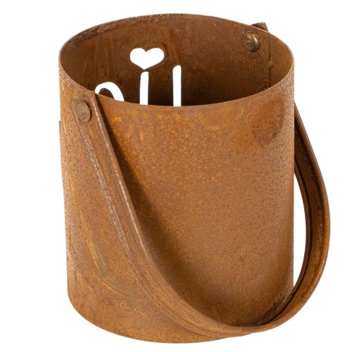 Metall Laterne Windlicht Edelrost Ø10,5cm H11cm mit Schriftzug 2 Stück | Floristik24.at
