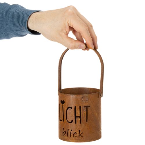Metall Laterne Windlicht Edelrost Ø10,5cm H11cm mit Schriftzug 2 Stück | Floristik24.at
