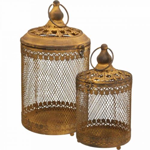 Laterne Rost Optik Gartendeko Sommer Ø15,5/19,5cm H29/36cm 2er-Set