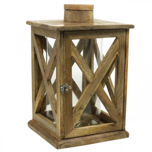 Floristik24 Laterne Holz groß mit Glas Windlicht Antik Look 25×25×41cm