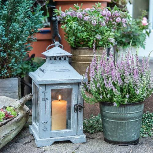 Floristik24 Laterne Holz Grau H32cm Tischlaterne für Dekoration