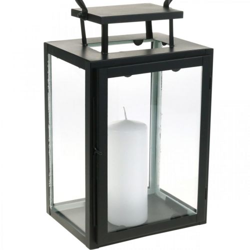 Floristik24 Deko Laterne Schwarz Metall, Glas rechteckig Windlicht 19x15x30,5cm