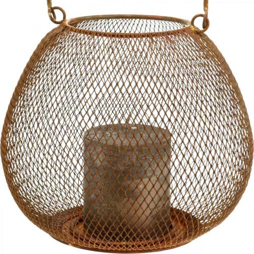 Floristik24 Metall Laterne mit Gitter Rost Kerzenhalter Ø20cm H17cm