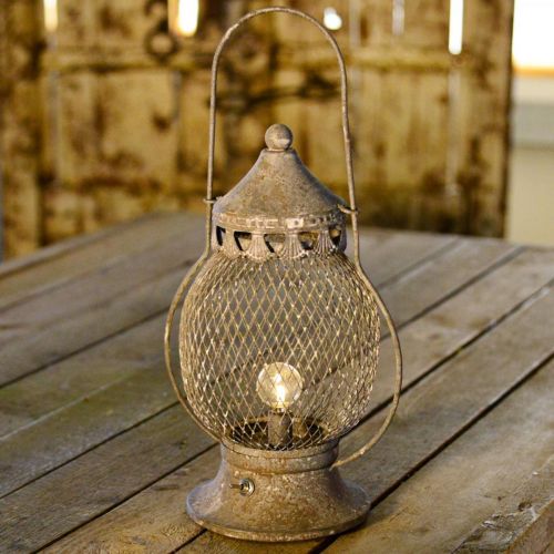 Floristik24 Metall-Laterne, LED-Lampe, Shabby Chic Ø16cm H33,5cm