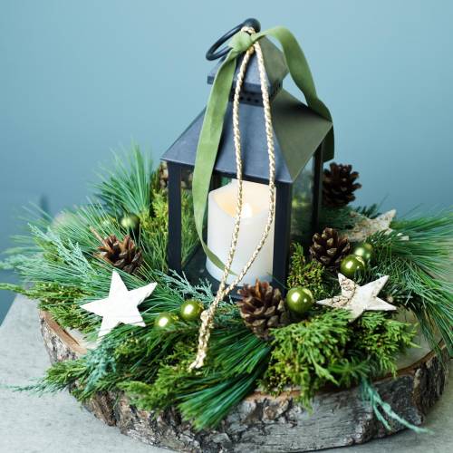 Floristik24 Laterne mit LED-Kerze Schwarz 10,5×24cm