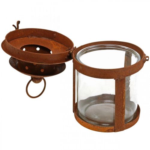 Floristik24 Metalllaterne mit Edelrost, Sommerdeko, Laterne aus Metall Rost H18cm Ø10cm