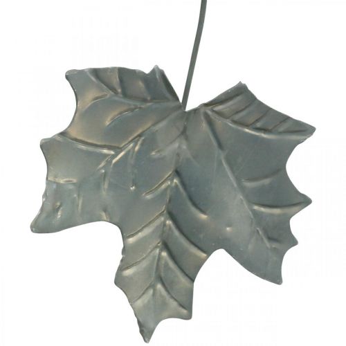 Floristik24 Blätter Metall zum Hängen Antik Grau Herbstblätter 7,5-10cm 4St