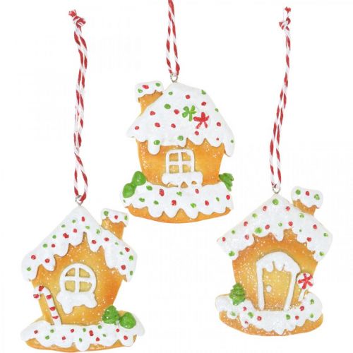 Floristik24 Knusperhäuschen Christbaumschmuck Lebkuchenhäuschen H9cm 3St