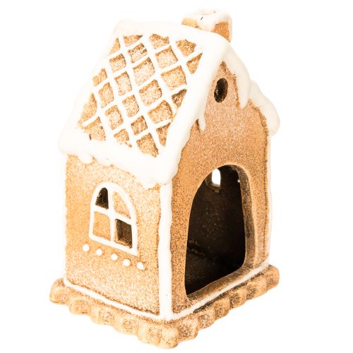 Teelichthalter Lebkuchenhaus aus Keramik 13cm Braun | Floristik24.at