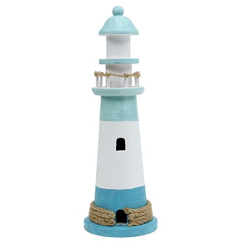 Floristik24 Leuchtturm Ø10cm H30cm Blau-Weiß