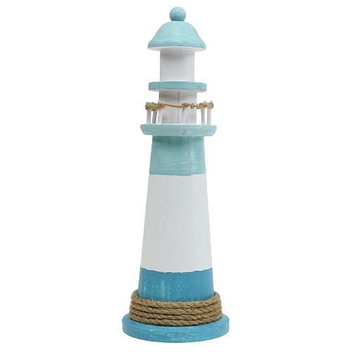 Floristik24 Leuchtturm Ø10cm H30cm Blau-Weiß