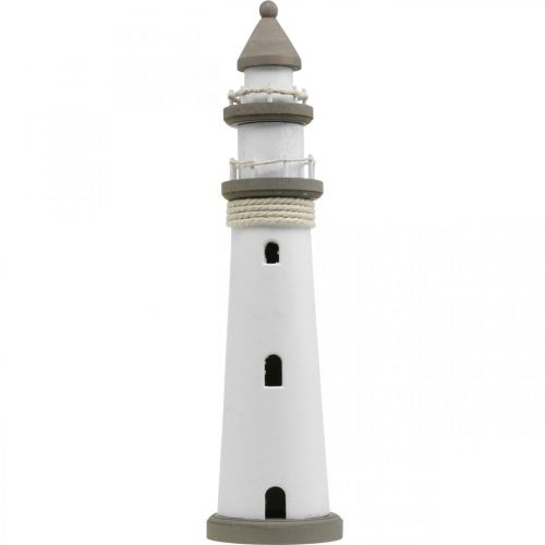 Floristik24 Leuchtturm Holzdeko Maritim Weiß, Braun Ø12cm H48cm