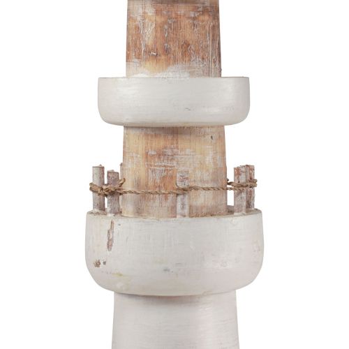 Floristik24 Leuchtturm Deko Maritime Deko Holz Natur Weiß 58cm