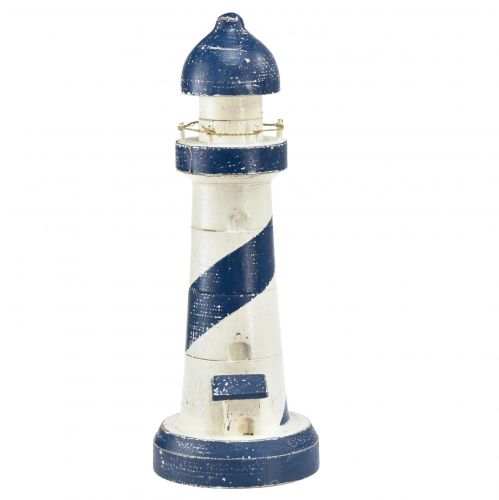 Floristik24 Leuchtturm Maritime Tischdeko Blau Weiß Ø10,5cm H28,5cm