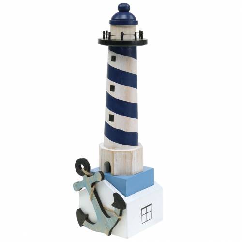 Floristik24 Maritime Deko Leuchtturm Dunkelblau 34cm