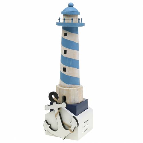 Maritime Deko Leuchtturm Hellblau 34cm | Floristik24.at