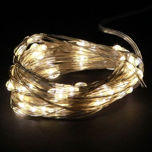 Lichterkette 50 Micro LED Warmweiß Timer Für Batterie 6 St
