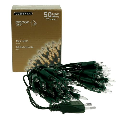 Floristik24 Lichterkette mini 50er 7,5m für Innen grün/klar