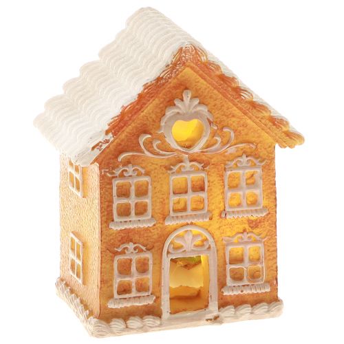 Floristik24 Lichthäuschen LED Lebkuchenhaus Braun Weiß H8/10cm 4St