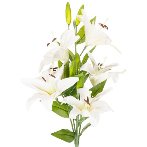 Lilien Kunstblume aus Kunststoff mit 6 weißen Blüten, Höhe 66 cm bestellen | Floristik24.at