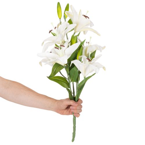Lilien Kunstblume aus Kunststoff mit 6 weißen Blüten, Höhe 66 cm | Floristik24.at