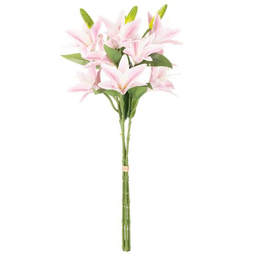 Künstliche Lilien Stielblumen 68 cm Rosa Grün 3er Set für Dekoration | Floristik24.at