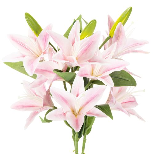 Künstliche Lilien Stielblumen 68 cm Rosa Grün 3er Set für Dekoration | Floristik24.at
