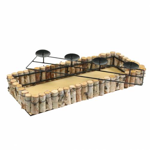 Floristik24 Kerzentablett Advent mit Birkenrand 44cm