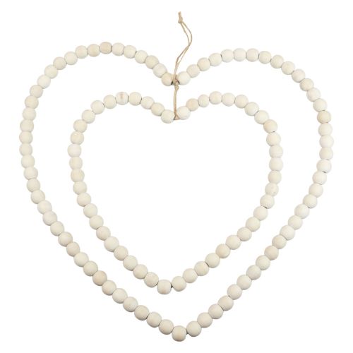 Loop Dekoring Herz aus Holzperlen Hängedeko 38×40,5cm