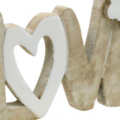 Floristik24 Tischdekoration „Love“, Holzdeko mit Herz und Schmetterling Natur, Weiß L24cm H17,5cm