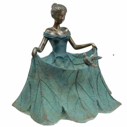 Floristik24 Vogeltränke Gartenfigur Mädchen im Blütenkleid H33,5cm